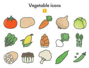 野菜のアイコン集01　カラー