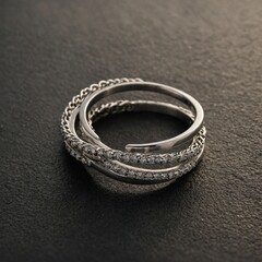 Design a double-band ring connected by a delicate chain.