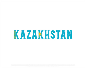 KAZAKHSTAN flag Typography with National flag on a white background, Editable vector design of KAZAKHSTAN typography with flag, Independence Day Design, KAZAKHSTAN day design, Flag of Kazakhstan