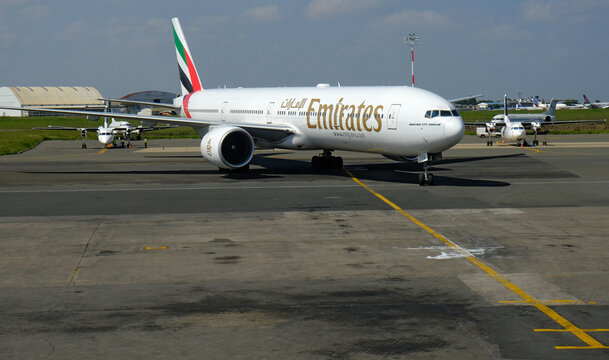 Emirates 777 300 ER at Nairobi NBO airport, Kenya
