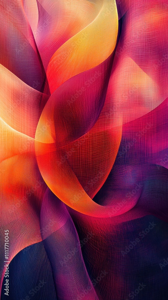 Poster abstract design featuring vibrant colors and flowing shapes, creating a dynamic visual effect
