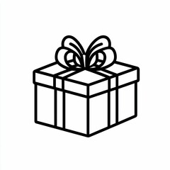Obraz premium sleek gift box icon, outlined in clean black lines on a white background, presenting a timeless and modern line art style perfect for various uses.