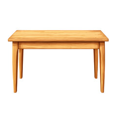 Fototapeta premium Wooden dining table with simple design, perfect for any home setting. This sturdy table features natural finish and elegant legs, ideal for gatherings. isolated on transparent background