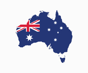 Australia Map vector icon. Map of Australia in Flag colors.