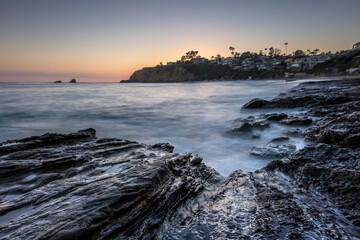 Calm evening at Crescent Bay Beach in Laguna Beach