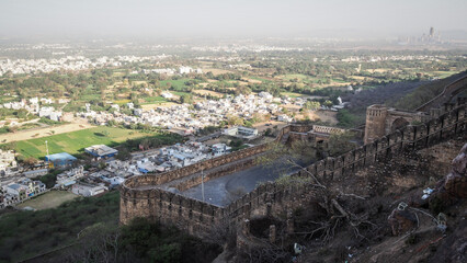 The architecture of Chittorgarh Fort in Rajasthan, India