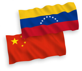 Flags of Venezuela and China on a white background