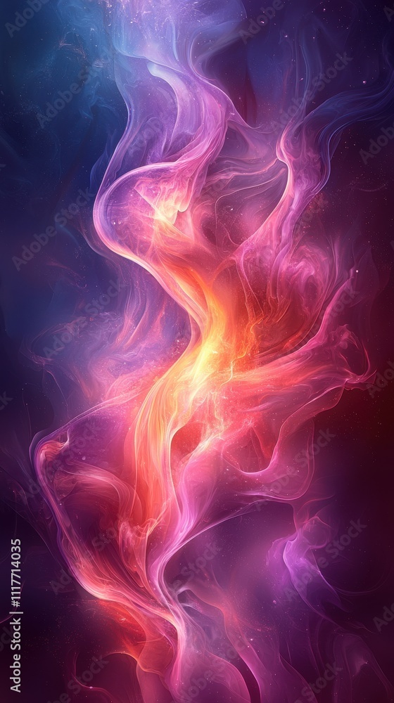 Aufkleber vibrant swirling patterns of color create a mesmerizing abstract light display in shades of purple, 