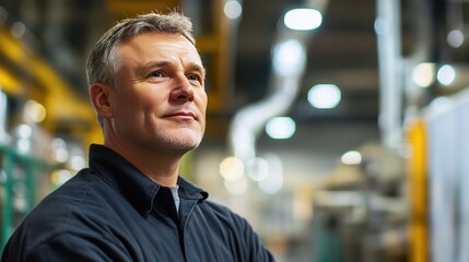 A senior man presents smart factory solutions that improve energy efficiency and production rates.