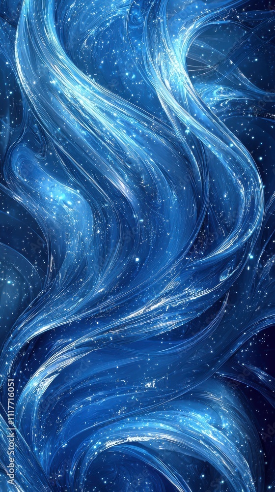 Aufkleber swirling blue abstract design with shimmering highlights creating a calming ocean-like atmosphere