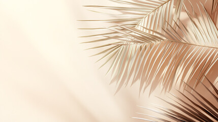 Obraz premium Natural palm leaves creating a warm atmosphere in a soft beige background