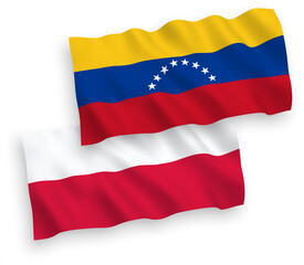 Flags of Venezuela and Poland on a white background