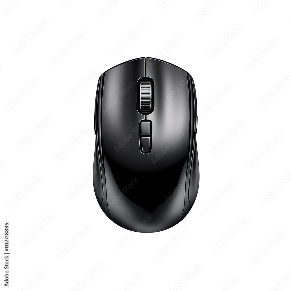 Poster wireless computer mouse with ergonomic design and sleek black finish isolated on transparent backgro