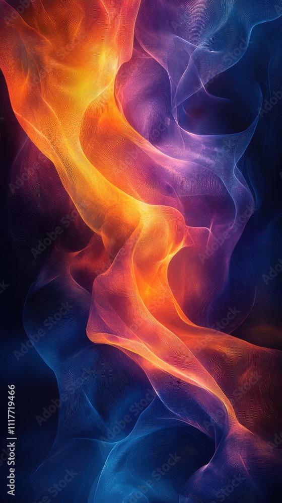 Poster colorful abstract swirl of light representing energy and movement in a dark backdrop