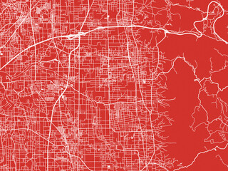 Christmas Map of Tenri, Japan in Snowy White on Festive Red Background.