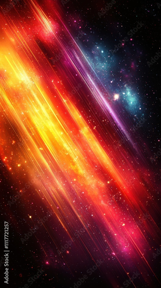 Poster swirling bright colors and cosmic patterns create an ethereal scene in a dark universe environment