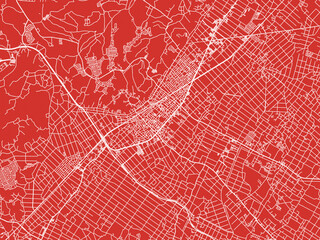 Christmas Map of Togane, Japan in Snowy White on Festive Red Background.