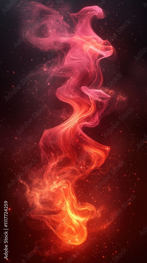 Poster colorful swirling smoke forms an abstract design against a dark background creating a captivating vi
