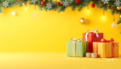 Christmas tree with gift boxes-background