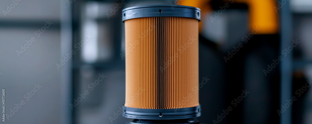 Aufkleber furnace filter concept. close-up of an air filter with a textured surface in a workshop setting.