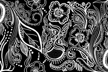 abstract floral seamless pattern. Hand-drawn botanical flowers and leaves. Vector illustration