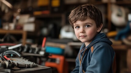Boy learning car maintenance tips to enhance automotive efficiency