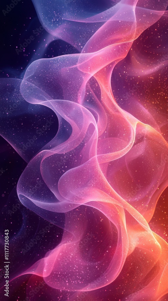 Poster vibrant abstract waves of color blend seamlessly in a captivating display of light and motion