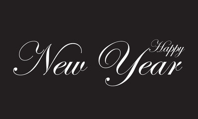 Handwritten textured brush ink lettering of Happy New Year isolated on black background  design Template, . Vector illustration . EPS 10