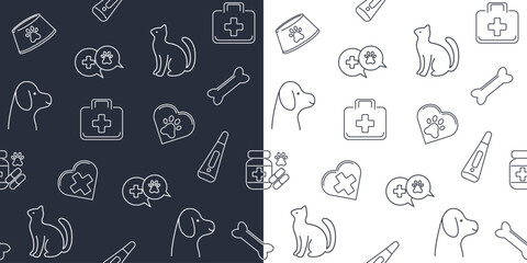 Seamless pattern with elements for pet care. Vector design.