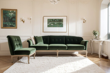 interior with sofa and wooden coffee table - 3d rendered illustration