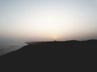 Foggy sunset