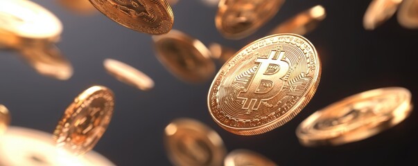 Bitcoin cryptocurrency exchange event digital market graphic design virtual environment close-up view financial growth concept