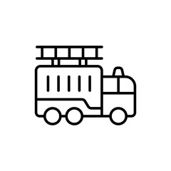 Fire truck outline icons, minimalist vector illustration ,simple transparent graphic element .Isolated on white background