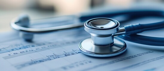 Stethoscope lying on a medical chart.