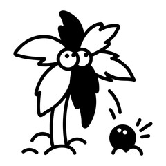 Coconut tree icon in hand drawn style 


