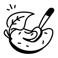 Fresh mango icon in hand drawn icon 

