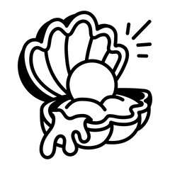 Hand drawn icon of a pearl shell 


