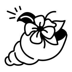 Pretty shell icon in hand drawn style 