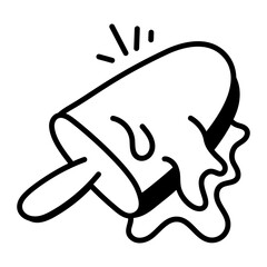 A hand drawn icon of melting ice popsicle 

