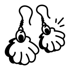 Shell earrings icon in hand drawn style 
