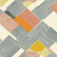 Abstract Geometric Pattern with Intersecting Striped Squares