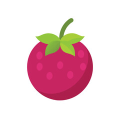 cherry berries with a leaf isolated on a white background. Vector illustration. Colored icon. Scalable to any size. Vector Illustration EPS 10 File.