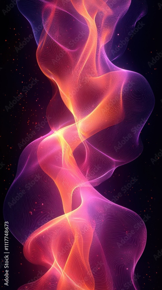 Poster colorful abstract waves merge and flow in a mesmerizing display of light and movement in a digital a