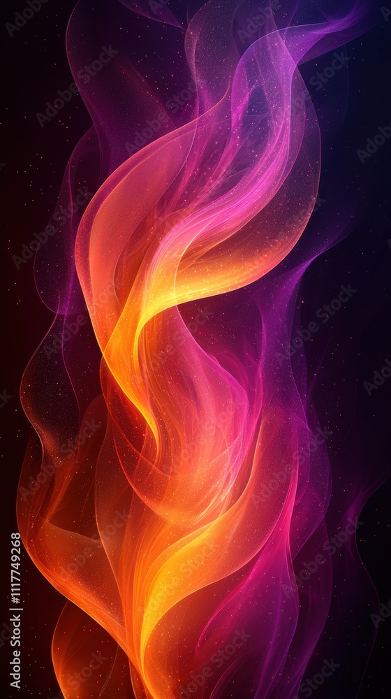 Poster abstract flame design showcasing vibrant colors in a swirling pattern against a dark background