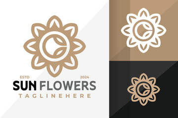 Letter C Sunflower Logo Icon Vector Design