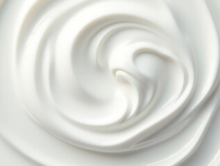 Close up of white natural creamy vanilla swirl yogurt. Top view. Generative AI
