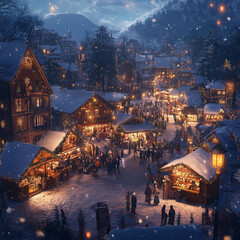Obraz premium A Christmas market at nigh