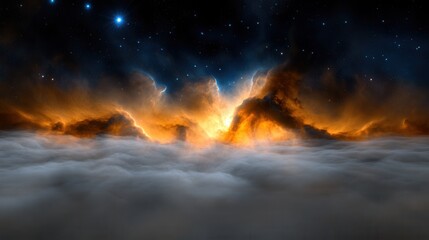 Naklejka premium a breathtaking view of a colorful nebula with bright stars and deep space in the background