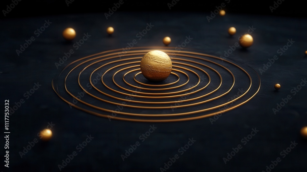 Poster a complete solar system view with planets aligned against a dark space background