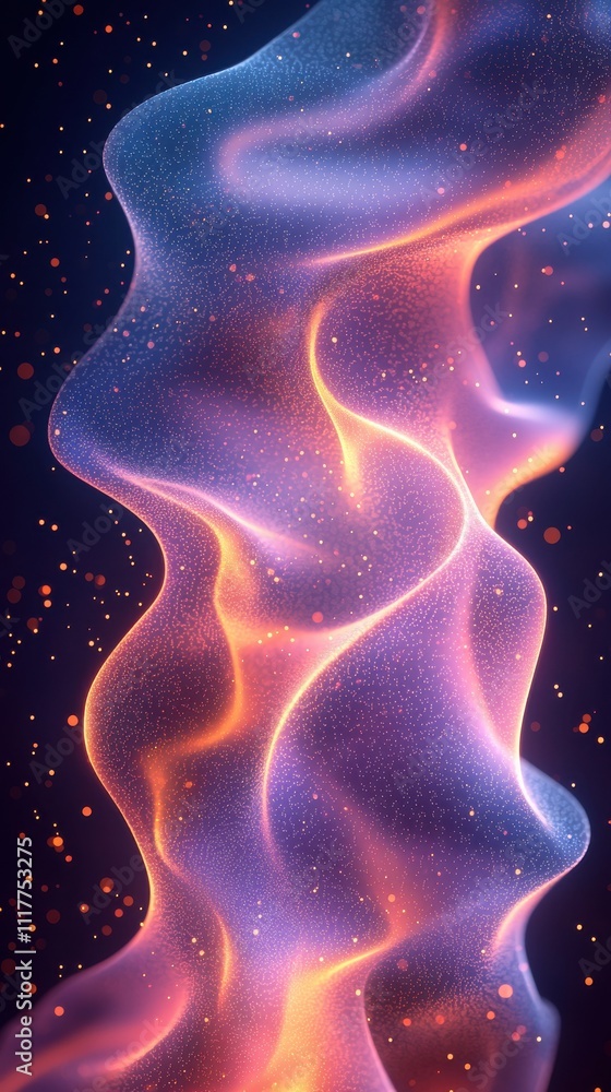 Poster dynamic abstract waves of light create a mesmerizing visual effect in a dark background